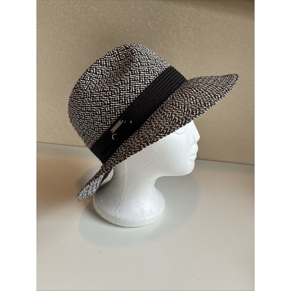 The Hatter Co. Bouclé Straw Safari Fedora Black White With Band Light Packable
